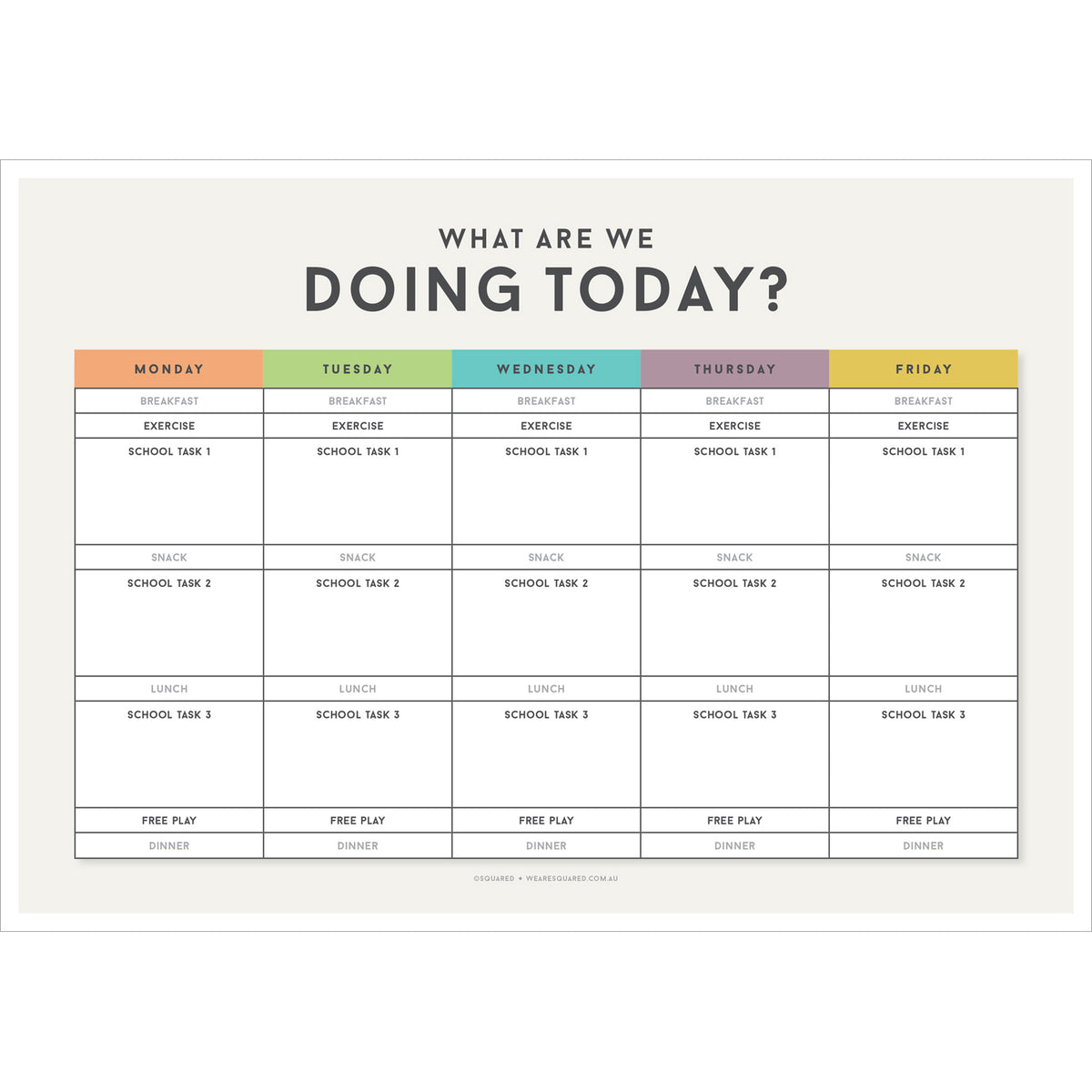 Home School Timetable Template FREE – Simply Squared